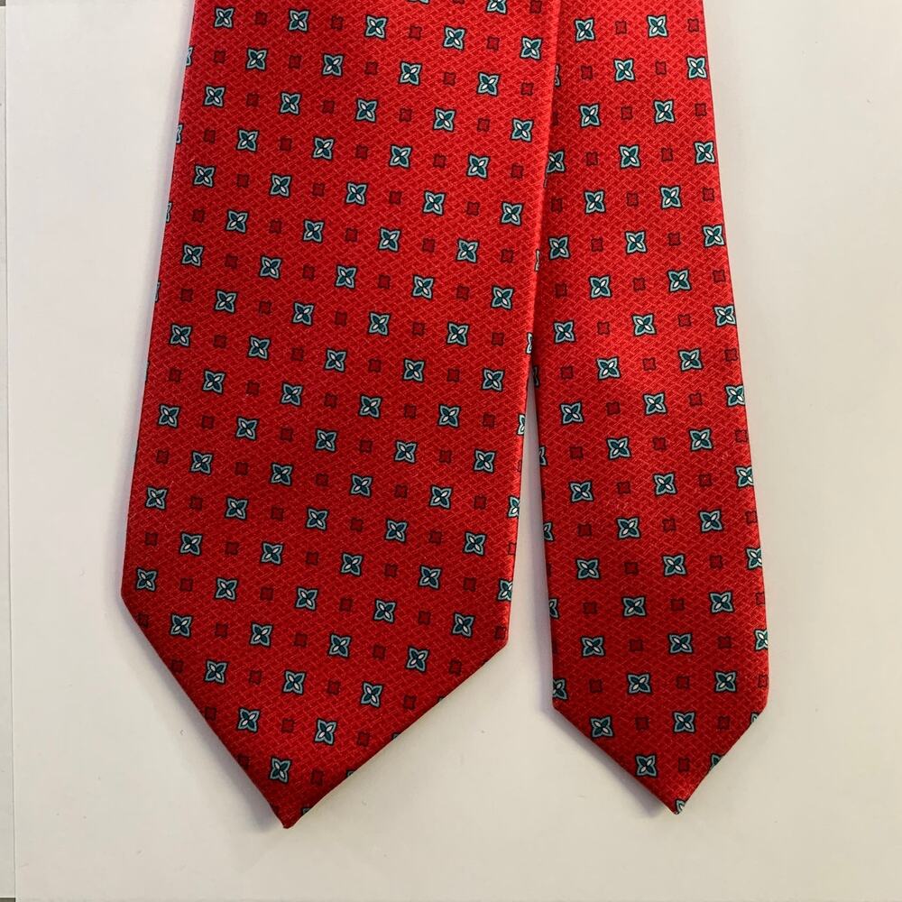 DOLCEPUNTA Red Blue Silk Foulard Tie